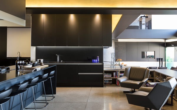 A modern and open kitchen design.