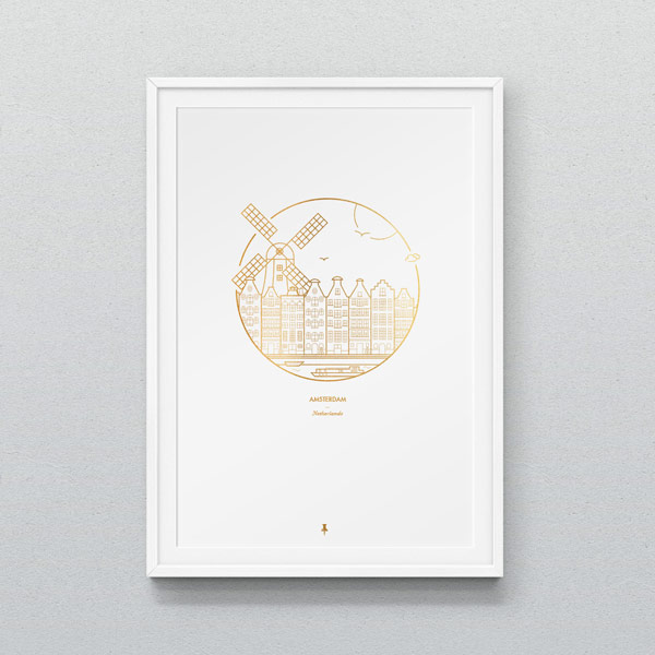 Amsterdam – work from a series of city prints by Dean Smith.