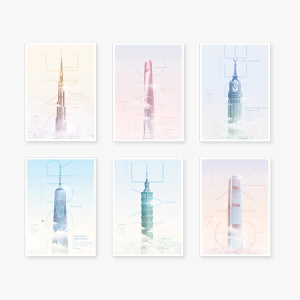 Incredible Heights, a series of posters featuring some of the world's highest skyscrapers.