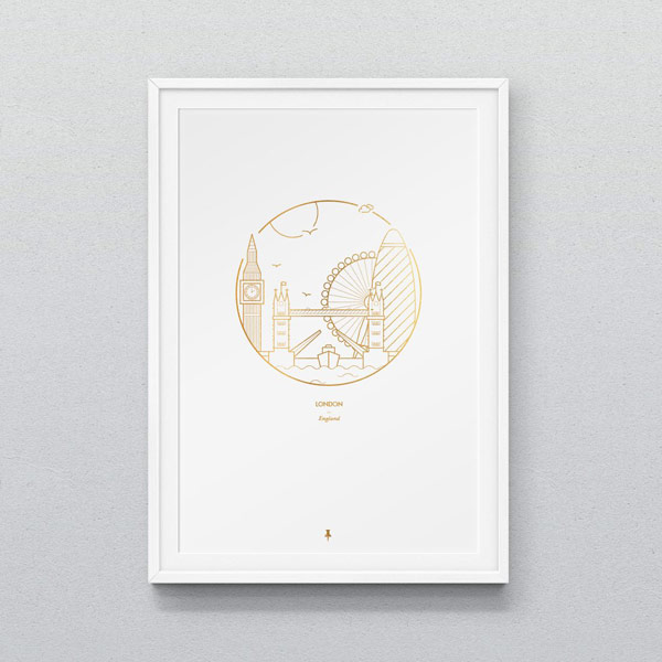 London poster illustration in the style of a monogram.