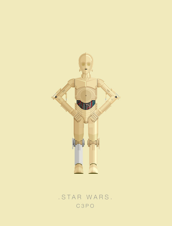 Star Wars - Illustration by Fred Birchal of C3PO.