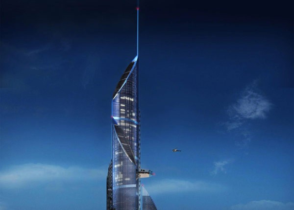The top of the world's tallest skyscraper in Iraq. The building is currently still a concept.