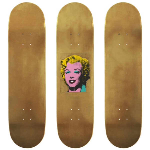 Andy Warhol – Gold Marilyn Monroe skateboard decks.