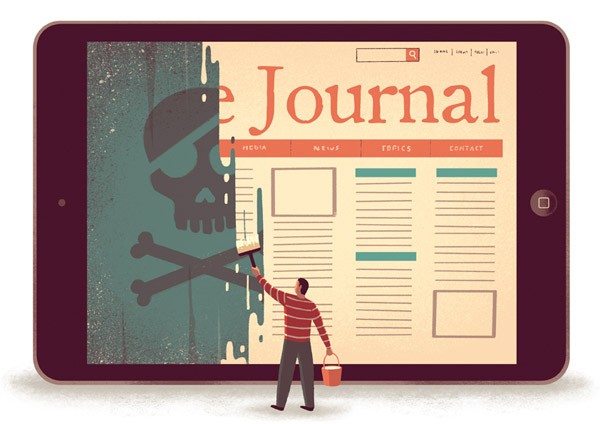 Hijacking Journals. An editorial illustration created by Davide Bonazzi for the Science magazine.