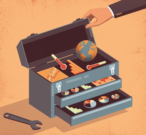 Intergovernmental Panel on Climate Change (IPCC) tools – editorial illustration for Science magazine.
