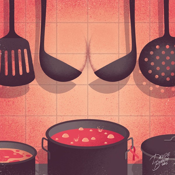 Tette e cibo - Boobs & Food - Illustration for a project about fighting brest cancer.
