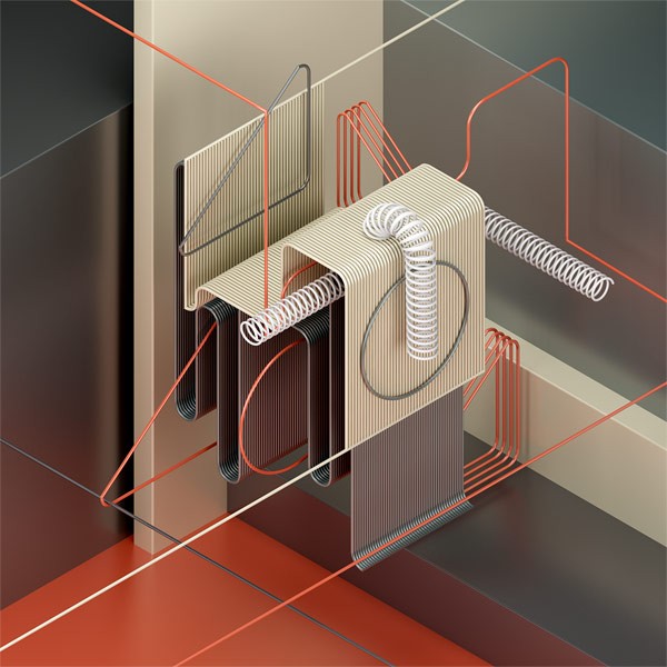 An isometric digital artwork created with 3D software.