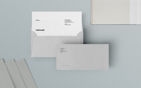 Just like the full visual identity, the design of the envelopes follows a clean branding concept.