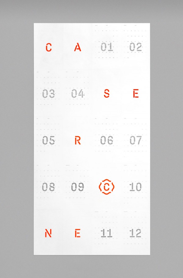 The clean typography of the 2016 calendar project.