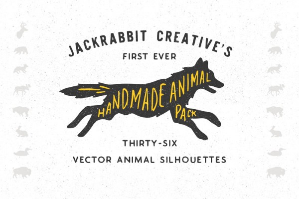 Jackrabbit Creative's first ever handmade animal pack with 36 vector animal silhouettes.