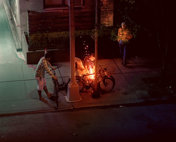 The photographer captured scenes from New York's side streets and suburbs.