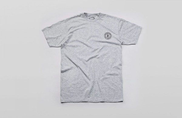 Grey t-shirt with logo print.