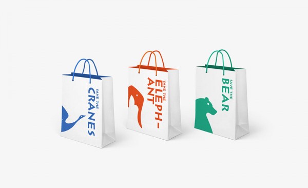 Paper bags in three color versions.