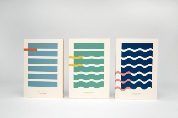 Hemingway and the Sea, book cover designs realized by Kajsa Klaesén for a School of Visual Arts project.