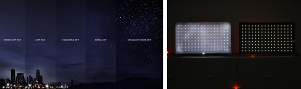 Light pollution artwork and LCD TV vs. LG OLED TV.