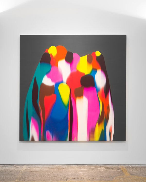 Squad, 2015, acrylic painting on canvas by Stefan Behlau in the size of 170 × 170 cm.