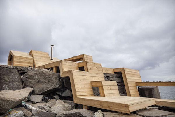 The Bands is a seaside sauna in Norway designed by The Scarcity and Creativity Studio.