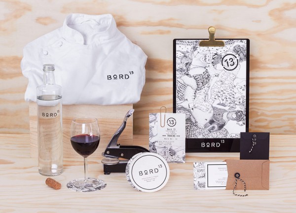 Corporate identity development by studio Snask for Bord 13, a restaurant and wine bar located in Malmö, Sweden.