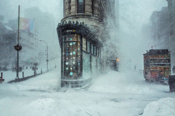 Flatiron Building captured by Michele Palazzo at New York City's record-breaking snowstorm in January 2016.