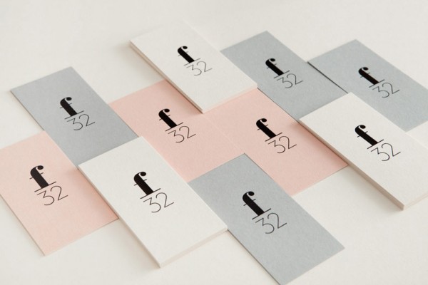 The f32 logo printed on a collection of business cards.