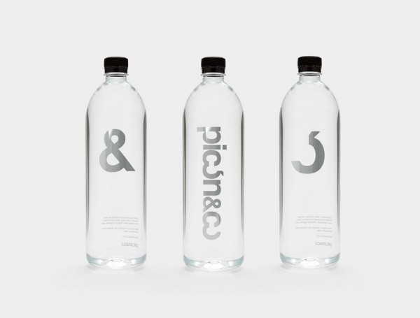 The custom logotype has been printed on several promotional items like these water bottles.