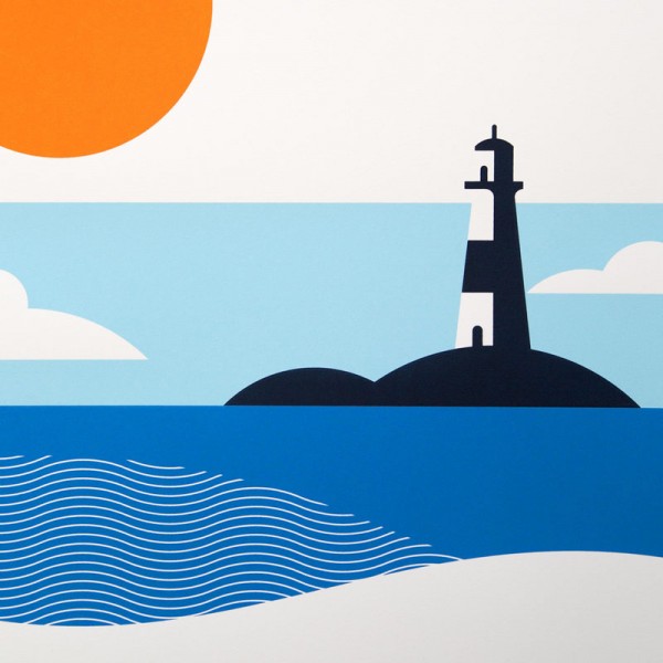Close up of the lighthouse illustrations from The Lost Fox.