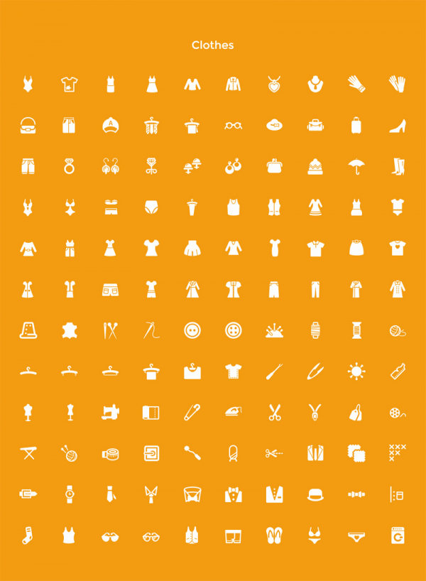 The extensive set of Clothes icons.