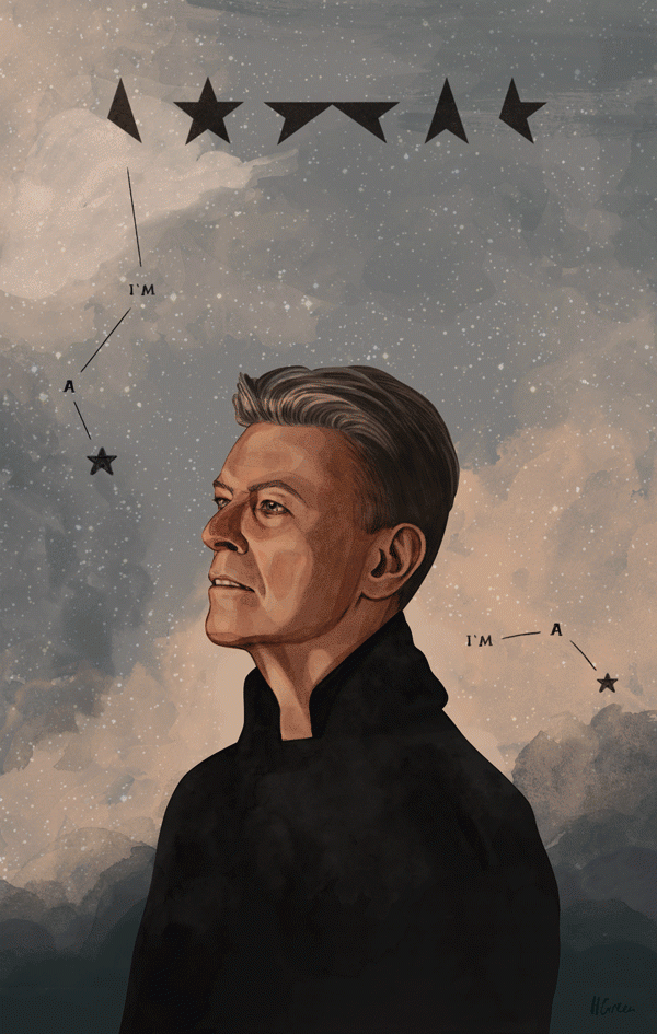 David Bowie – Blackstar illustration and animated GIF created by Helen Green.