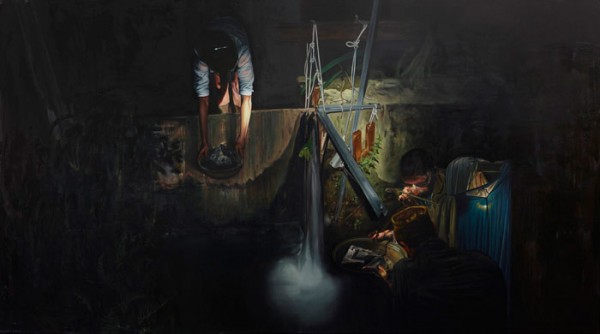 Le Colmatage d'un Seuil – This painting with oil on canvas has been created in 2011.
