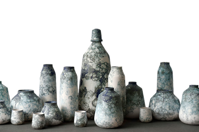 Bubblegraphy, a collection of soap glazed ceramic vases by Studio Oddness.