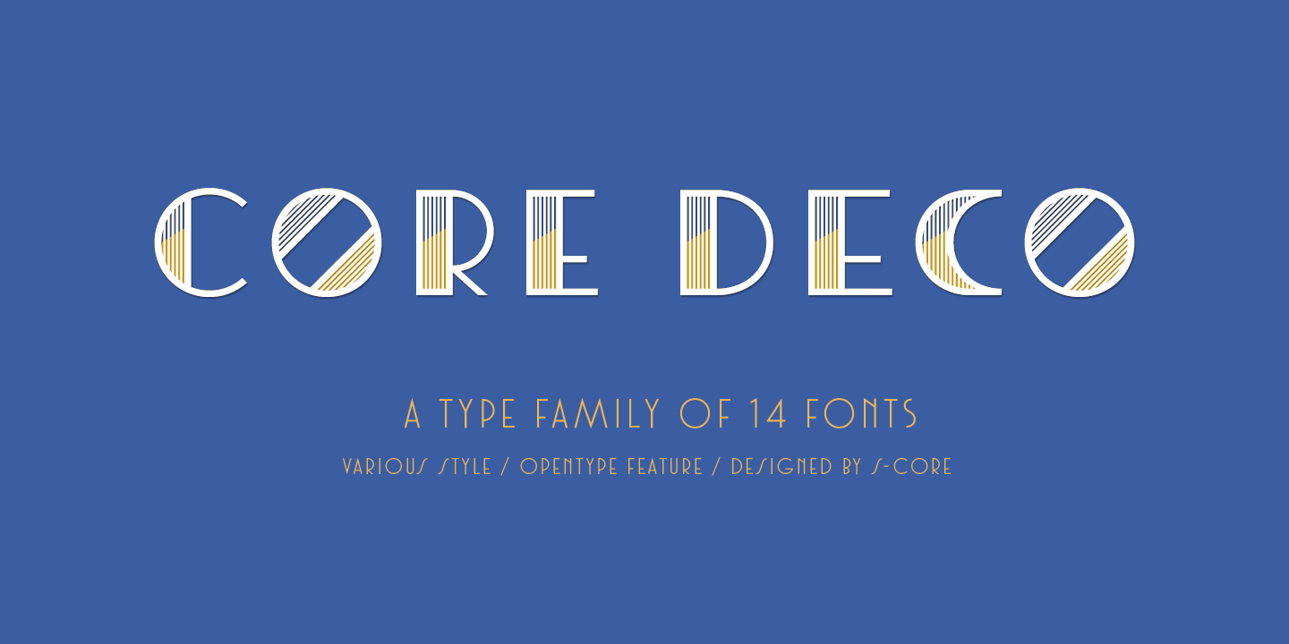 Core Deco is an Art Deco font family with numerous styles.