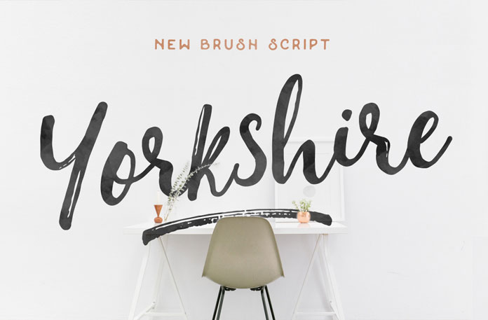 The Yorkshire brush script typeface has been created by Jeremy Vessey using both pen and brush.