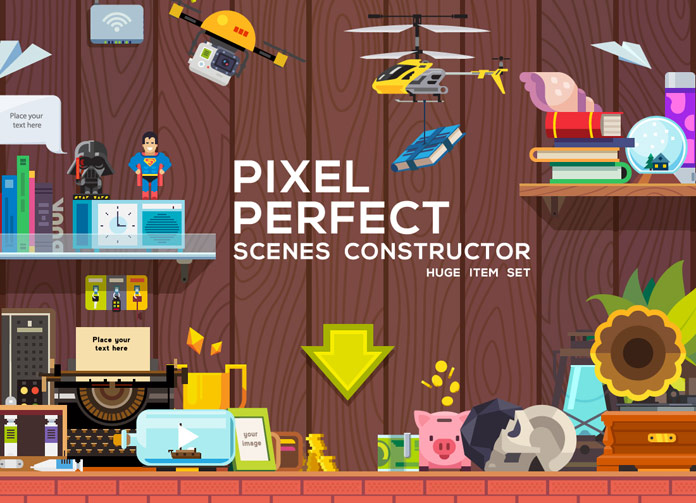 This Pixel Perfect Scenes Constructor includes a huge item set.