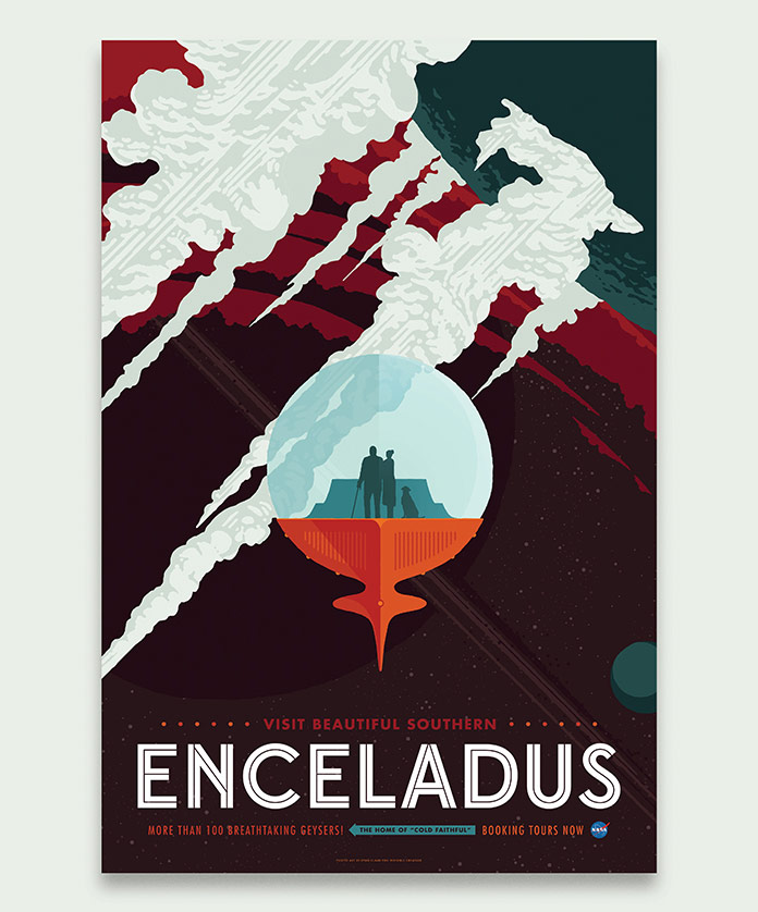 Enceladus NASA Space travel poster design by Invisible Creature.