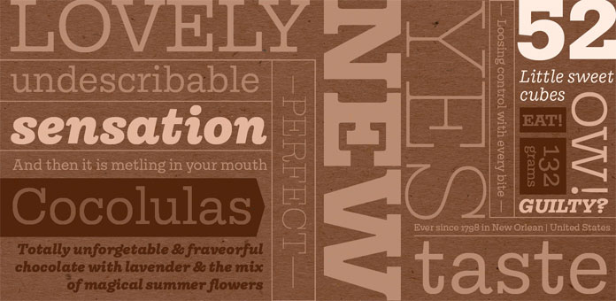 With 418 glyphs per font, the Equitan Slab font family includes lots of different styles and weights.