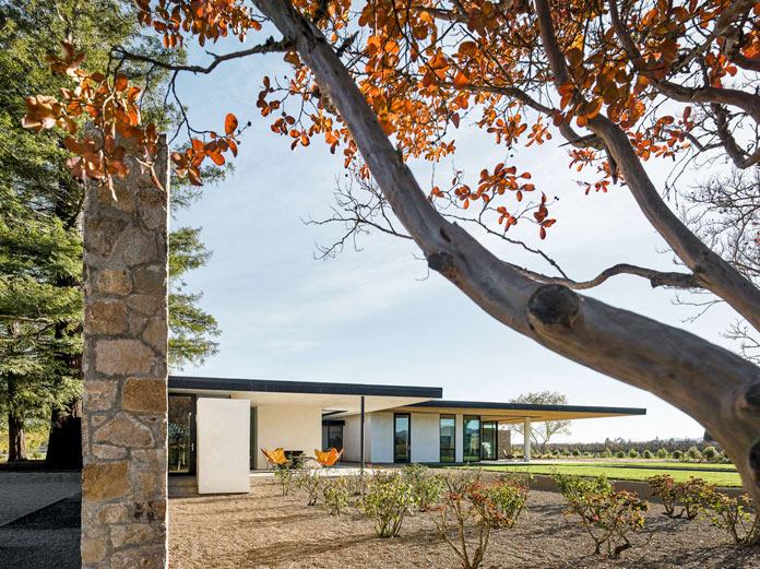 Jørgensen Design has developed a modern home surrounded by vineyards.