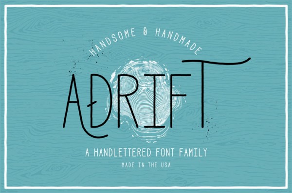 Adrift is a handlettered font family.