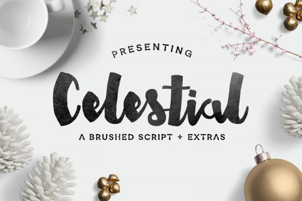 Celestial is a brushed script with numerous extras.