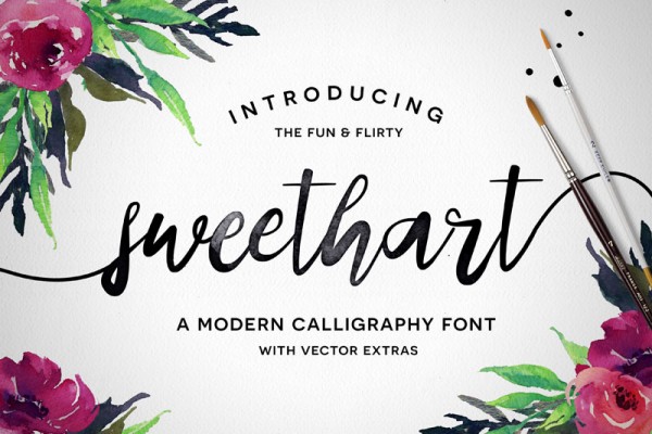 Sweethart is a fun and flirty calligraphy font with beautiful vector extras.