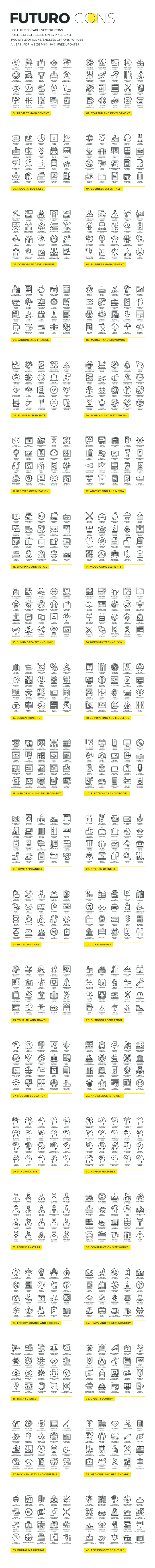 An overview of all included icons.