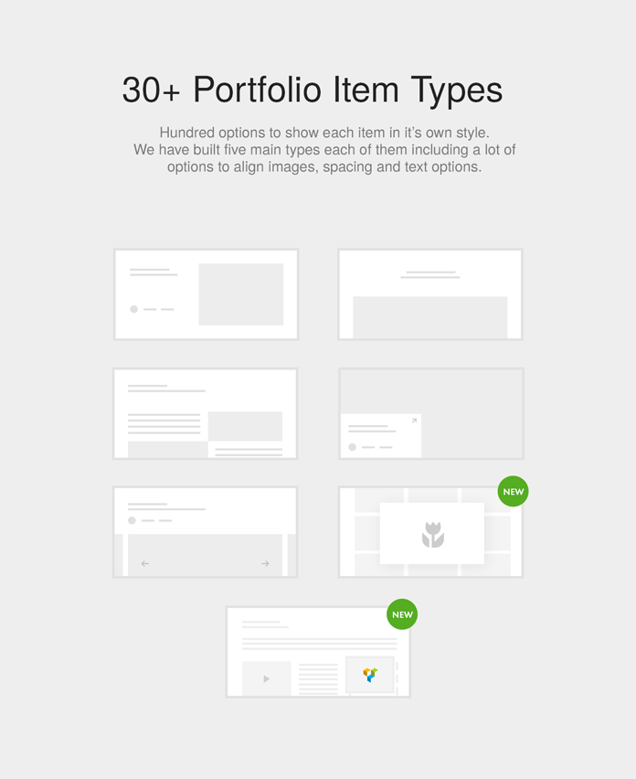 Over 30 portfolio item styles.