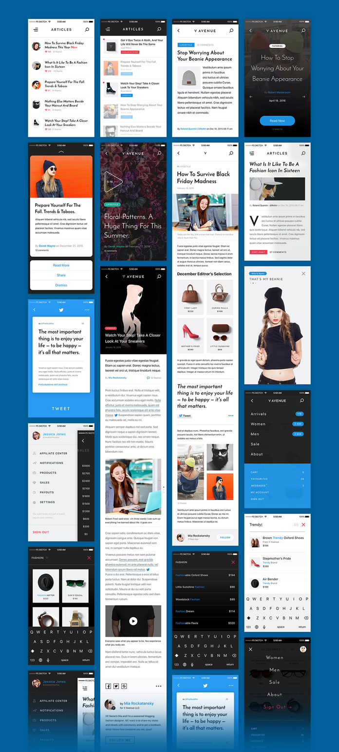 24 mobile templates for articles, navigation and search pages.