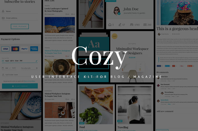 Cozy UI Kit for blogs and web magazines.
