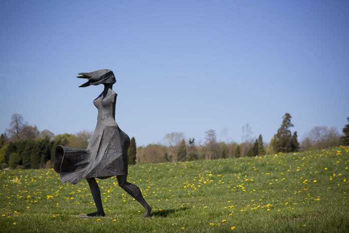 High Wind IV, a bronze figure created in 1995 by British sculptor Lynn Chadwick.