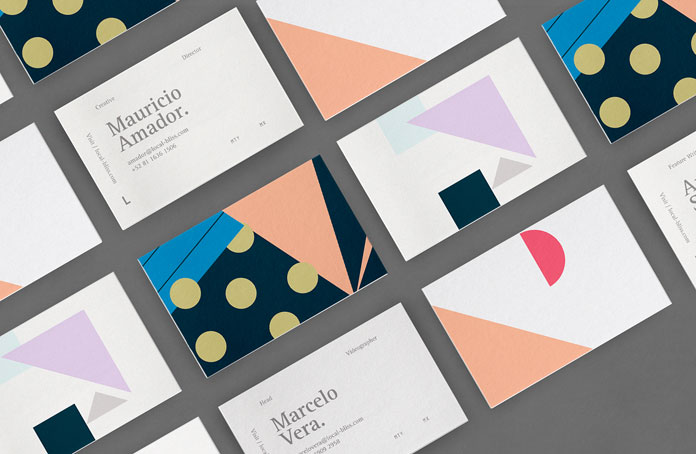 The colorful business cards.
