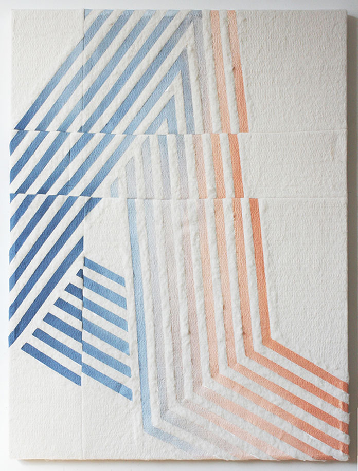 A (goading), artwork created by Rebecca Ward with oil on stitched cotton batting, 48 x 36in, 2015.