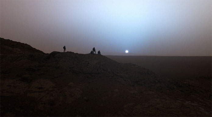 Gusev Crater – blue sunset on Mars.