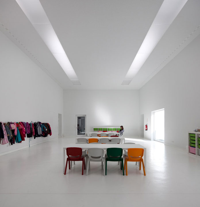 Spacious, bright classrooms with colorful interior.
