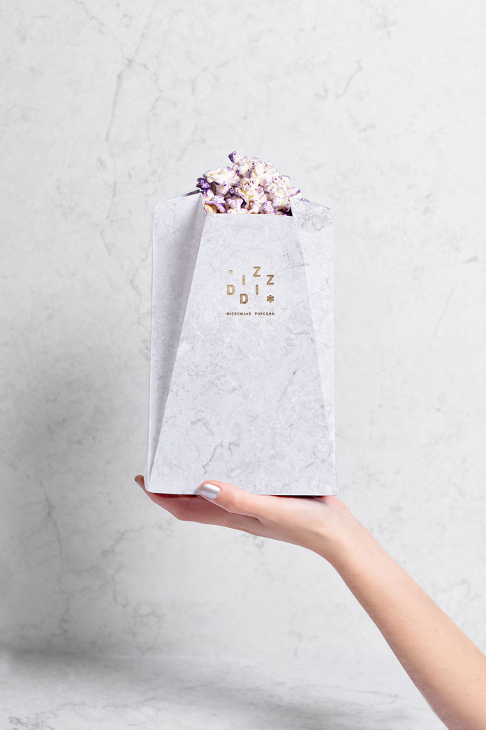 Diz-Diz Popcorn packaging design by TATABI Studio.