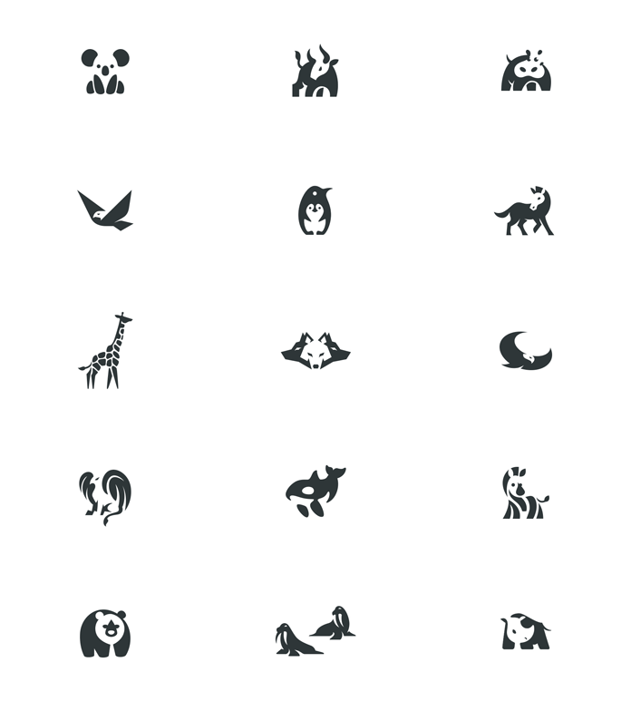 Negative space animal logos by Bodea Daniel.